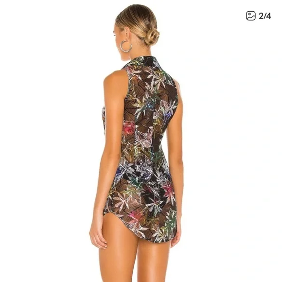 Kim Shui Black Sheer Sleeveless Shirt dress size L - Picture 2 of 7